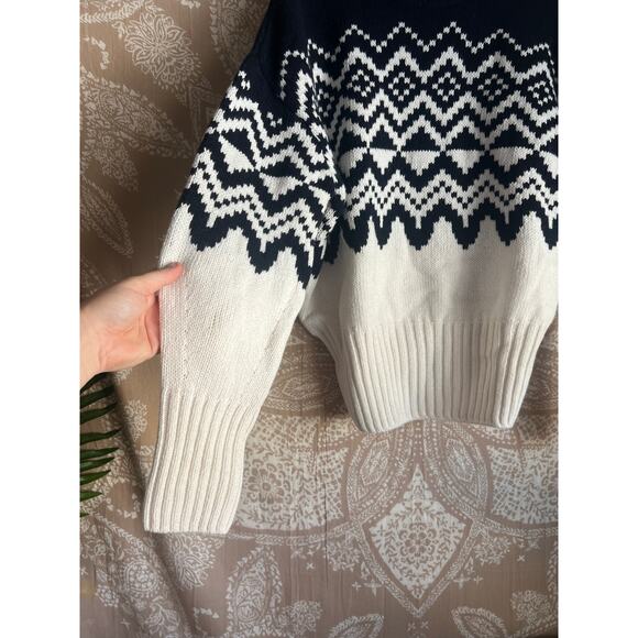 NWT Barbour Gwyn Fair Isle Cotton & Wool Blend Sweater in Cloud - Picture 4 of 9